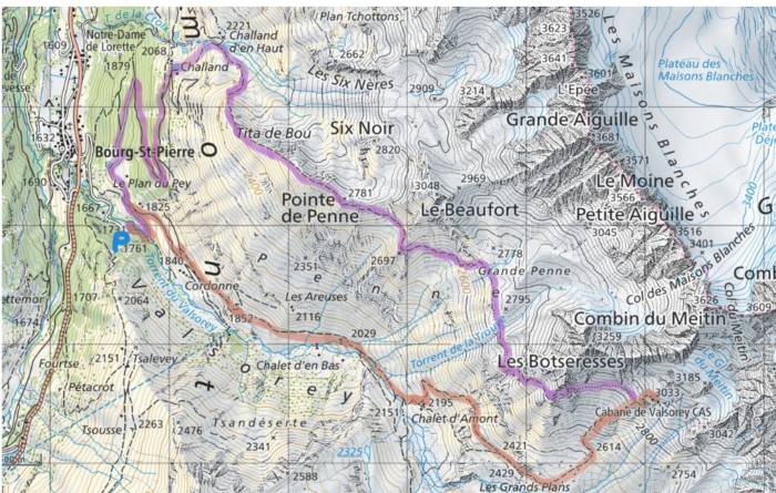 Carte avec parcours approximatif